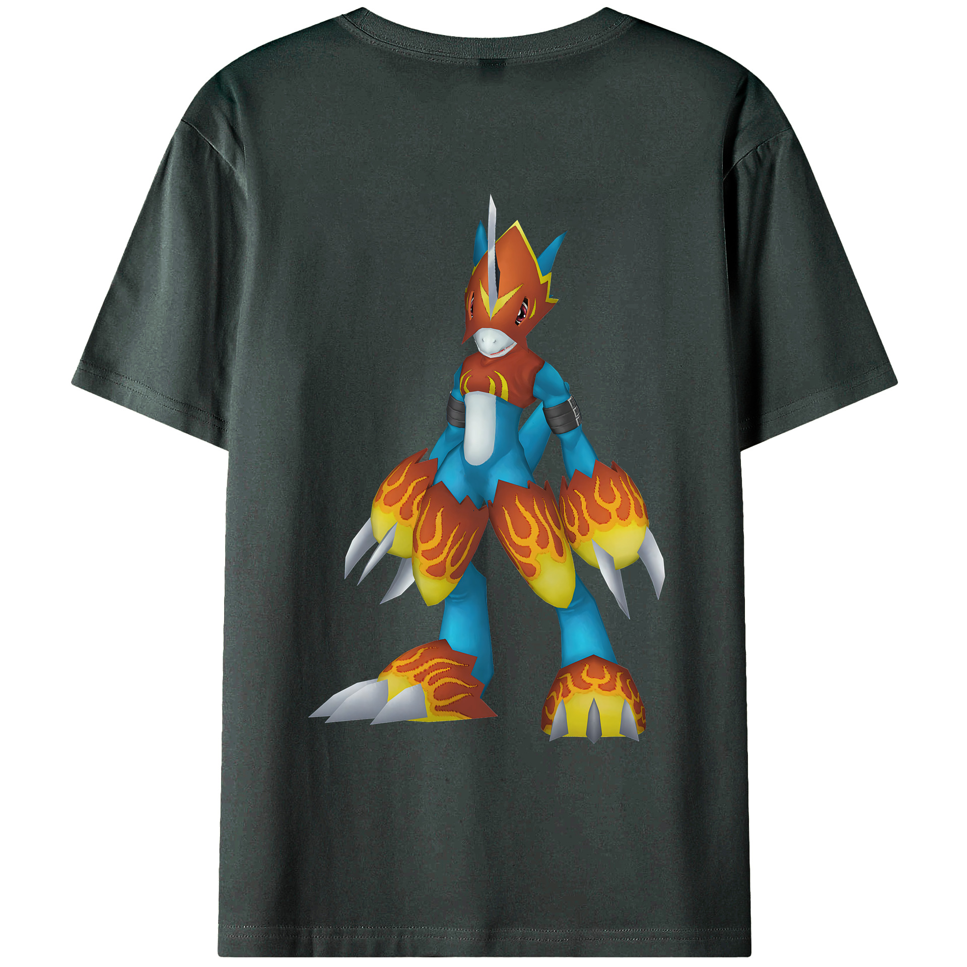 （画像用） Digimon デジタルモンスター/デジモン 綿100％ メンズ半袖Tシャツ（バックプリント） 通気性
